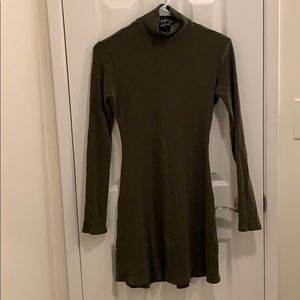 Reformation olive green ribbed turtleneck dress